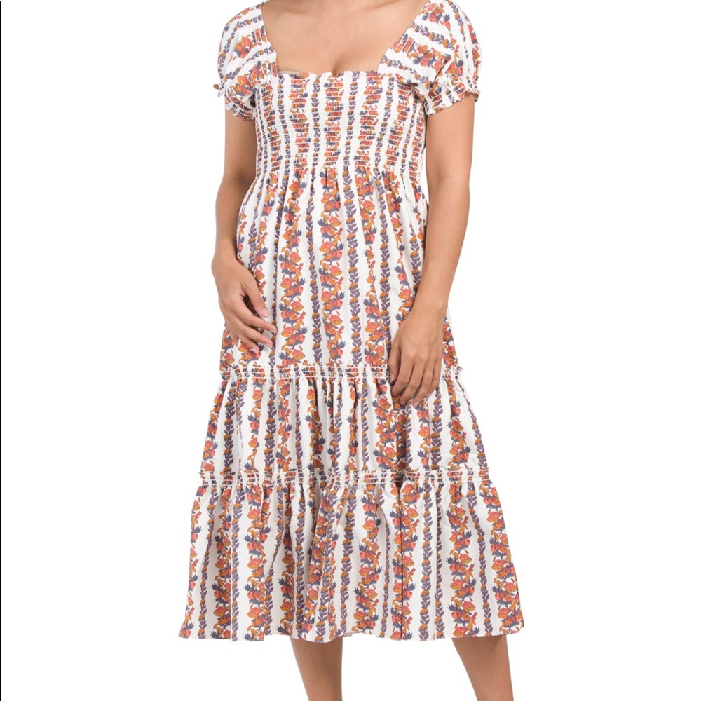 NWT O.P.T Daphne Square Neck Smocked Maxi Dress
